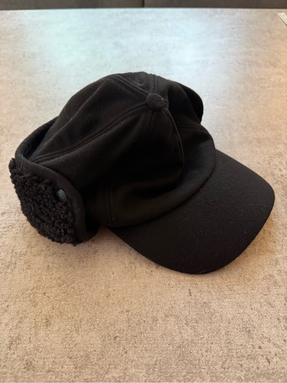 NEW UGG Black wool Sherpa Earflap Cap - Cozy Winter Hat